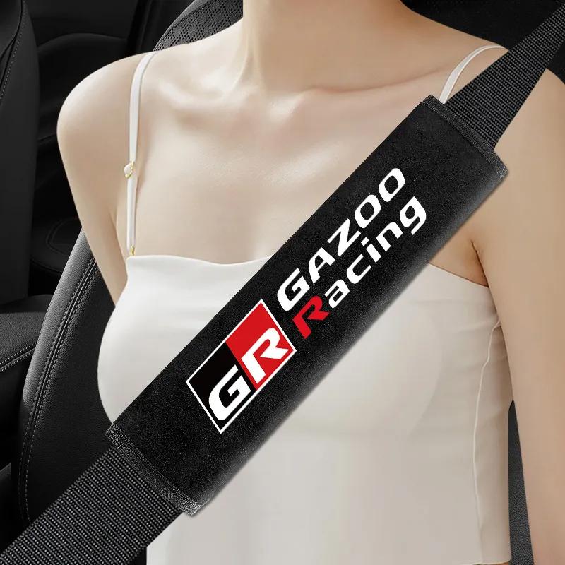 2Pcs Car Seat Belt Cover Suede Fluff Breathable Protection Pad For GR Sport Gazoo Racing C-HR RAV4 Mirai Avensis Prado