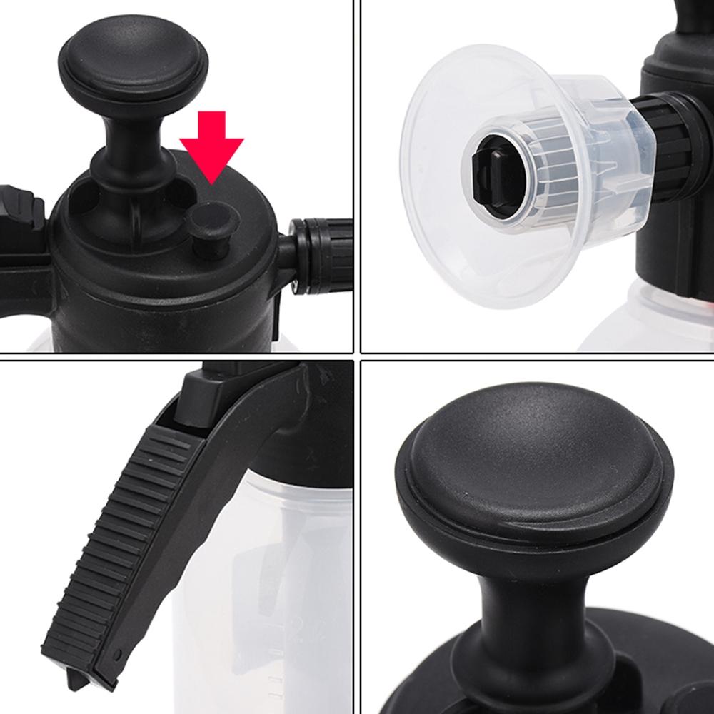 Car Snow Foam Sprayer, Two Nozzles Spraying Can Watering Pot, Hand Pump Pressure Spray Bottle for Cleaning Car Wash 2L