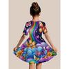 3D Digital Fashion Fantasy Girl Casual Short Sleeve Dress Forest Dinosaur Holiday Spring Summer Birthday Party