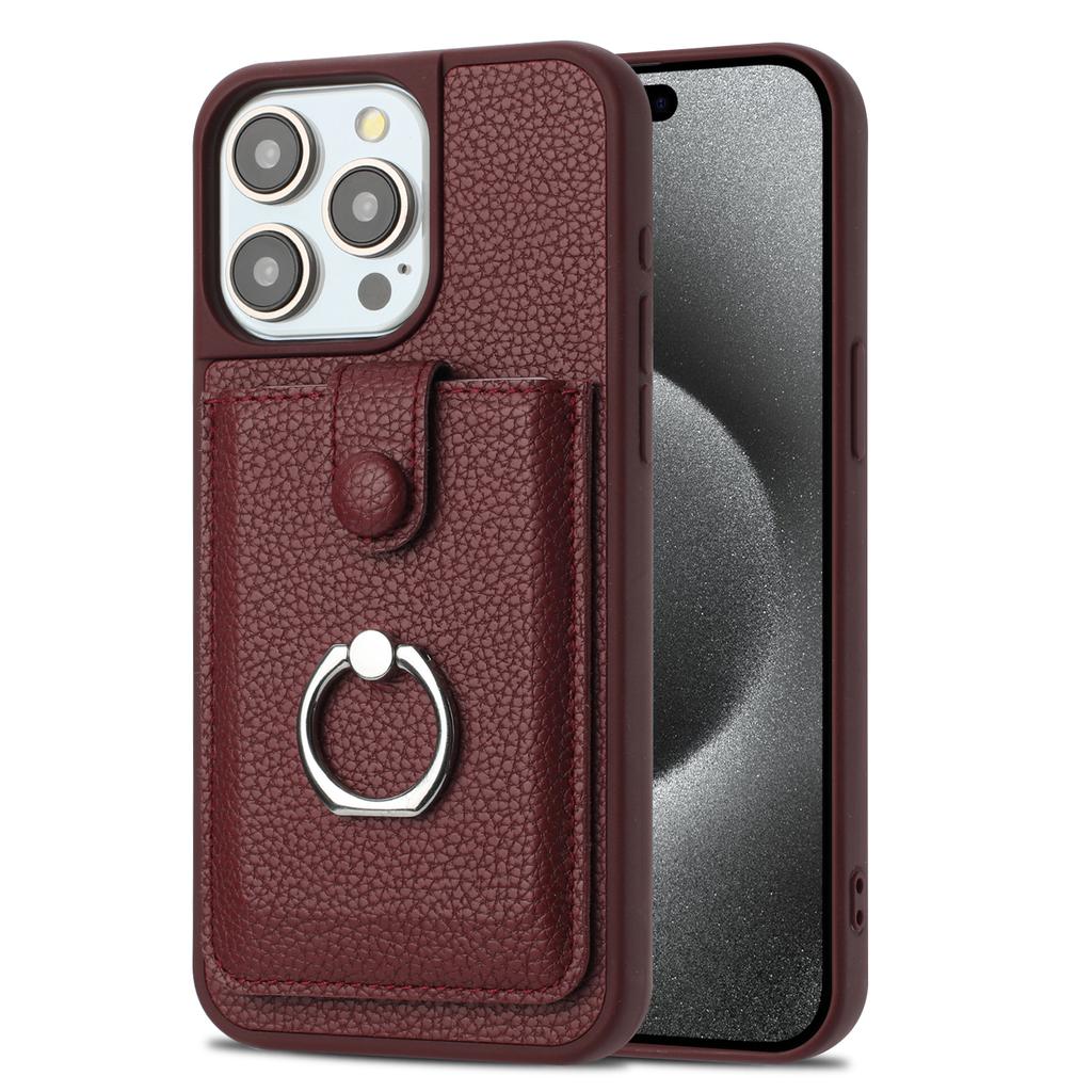 Ring Bracket Wallet Case for iPhone 16 17 Pro Max Air 16E 15 14 Plus 13 12 11 Pro Max Leather Card Solts lHolder Phone Cover