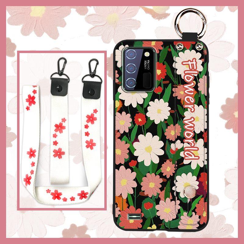 Phone Holder Kickstand Phone Case For Oukitel C25 Dirt-resistant Fashion Design Waterproof Wrist Strap Oil Painting Ring