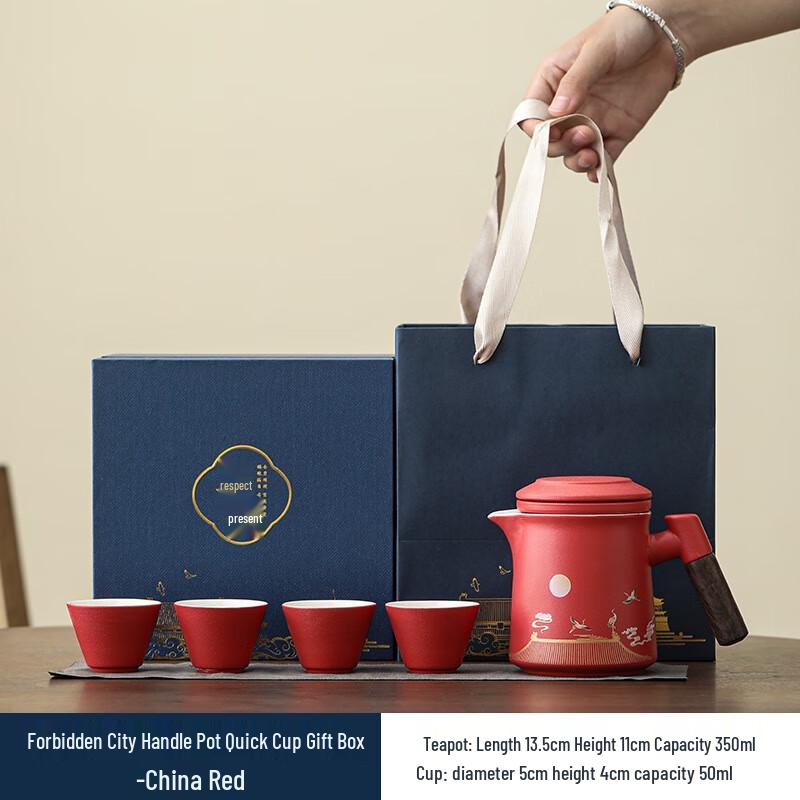 Forbidden City Cultural Tea Set 1 Pot 4 Cups - Gift Box