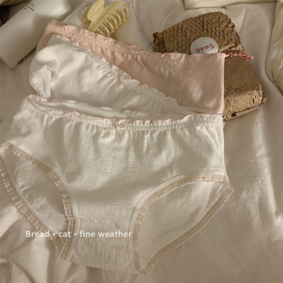 

Нижнее белье из чистого хлопка для девочек, женские антибактериальные милые студенческие удобные хлопковые дышащие тонкие трусы со средней талией и промежностью