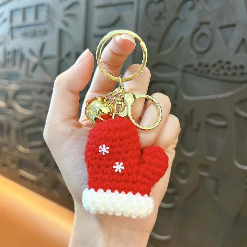 Creative New Wool Knitting Christmas Tree Bells Plush Doll Keychain Exquisite Cute Bag Decoration Pendant Couple Christmas Gift