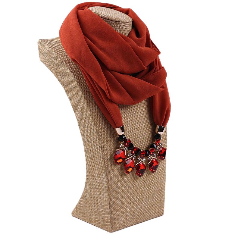 

Elegant Chiffon Infinity Scarf with Crystal Pendant Necklace – Women’s Stylish Solid Color Scarf for Formal & Casual Wear