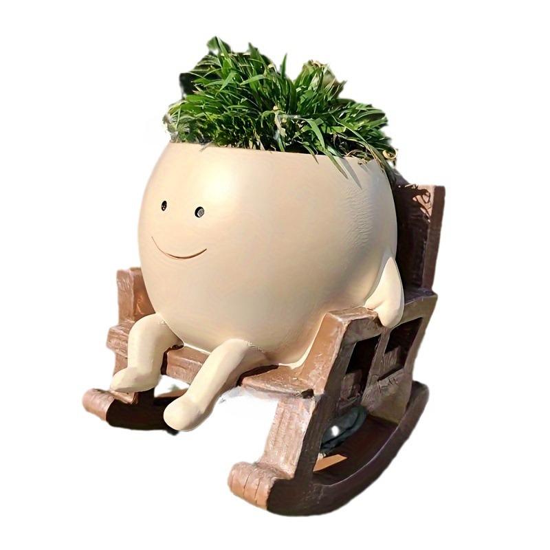 Schaukelndes Gesicht Pflanztopf Niedliches lächelndes Gesicht Harz Blumentopf Schaukel Sukkulenten Pflanzgefäß Wandhängeblumentopf Gartenzubehör