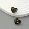 Black Enamel Heart Stud Earrings Asymmetrical LOVE Punk Fashion Baroque Heart In Heart Unusual Earrings for Women