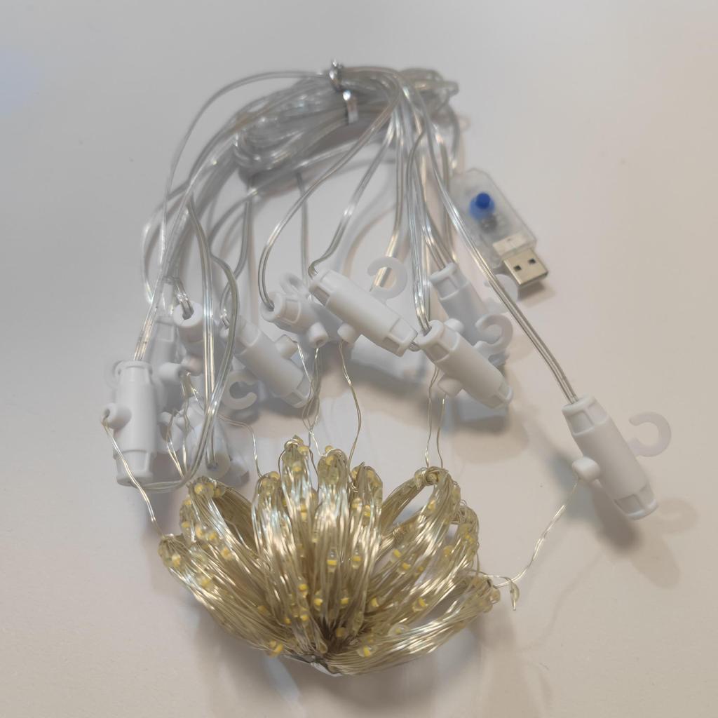 LED Copper Wire Curtain String Lights with USB & Remote, 3x3m, for Christmas, Wedding, Bedroom Decor