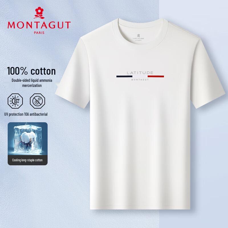 MONTAGUT Men s Embroidered Pure Cotton Round Neck T-Shirt 3XL