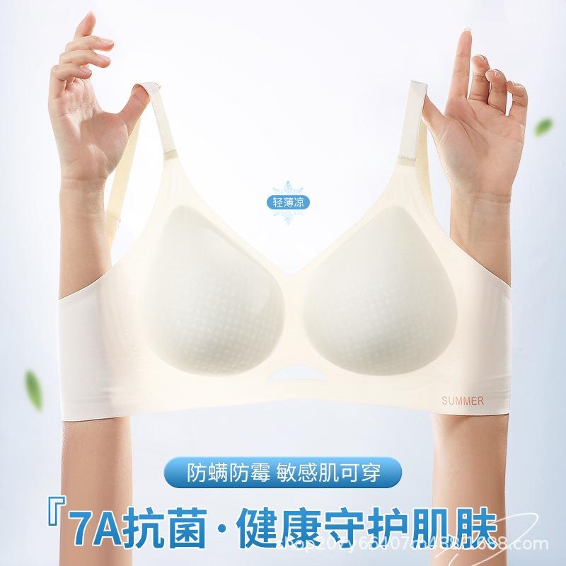 Underwear Women's Big Breasts Show Small Breasts, Summer Seamless Thin Bra, Adjusted Anti-sagging Large Size Bra