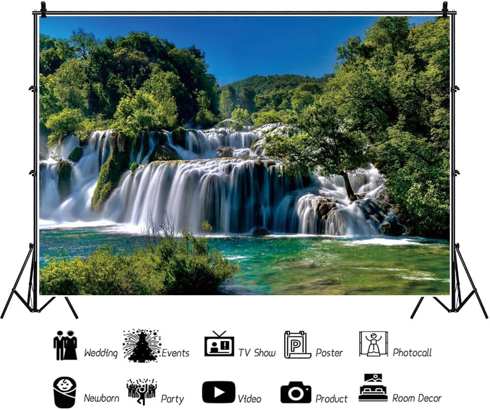 Large Waterproof Waterfall Tapestry Canvas Art Print Nature Forest Landscape Wall Hanging Boho Home Decor River Scene Aesthetic