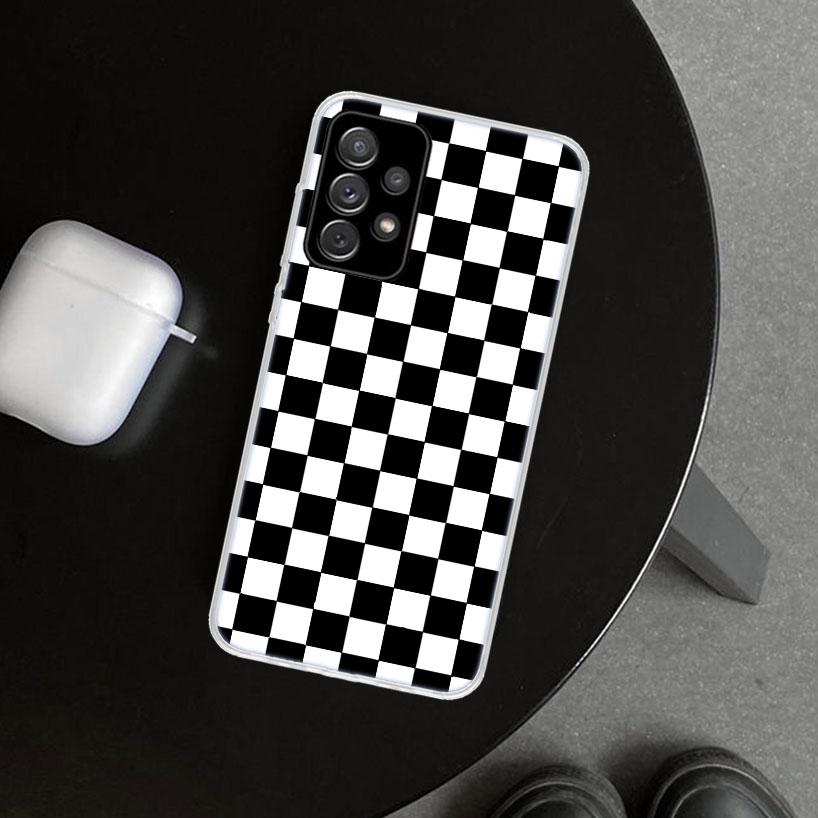 Retro Classic Chess Board Grid Phone Case Cover for Samsung Galaxy A12 A22 A32 A52 A72 A02S A51 A50S A31 A20S A10S Note 20 Ultra