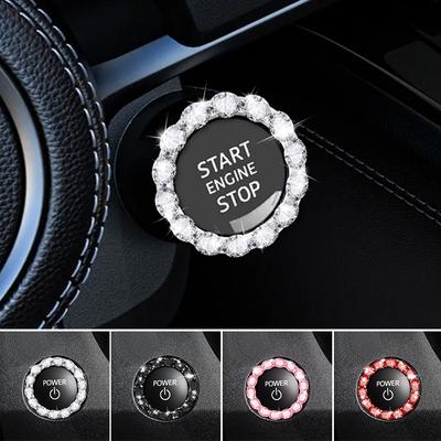 Kamínkový kroužek na startovací tlačítko motoru, diamantový kroužek na zapalování, design kroužku zapalování, dekorace zapalování
