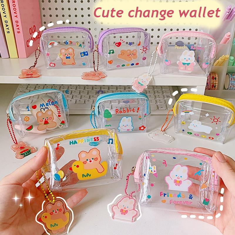 

Мини-сумка для хранения, милый мультяшный желейный кошелек, косметичка, портмоне на молнии, ПВХ, прозрачный