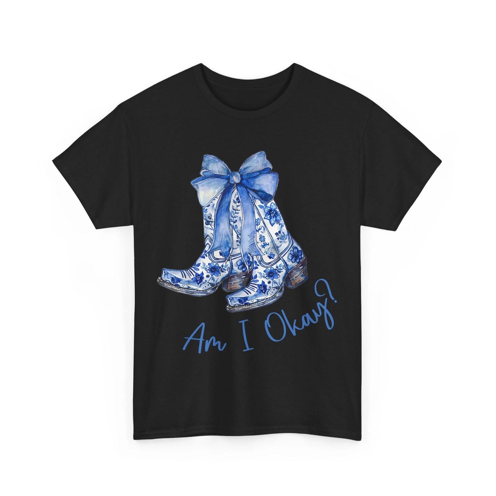 Cowgirl Shirt, Am I Okay Boot Cowgirl Coquette Bow Women T-Shirt S