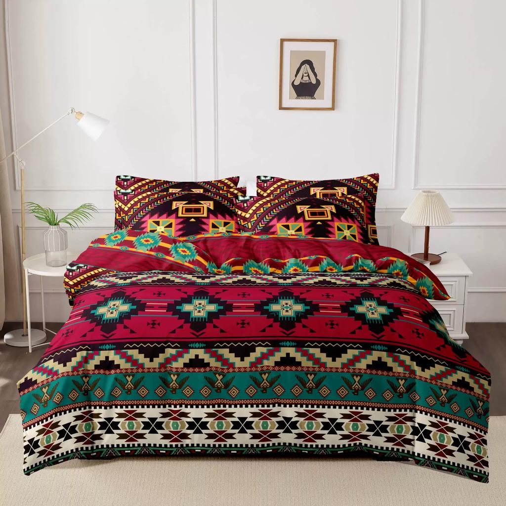 3pcs Printed Brushed Duvet Cover Pillowcase Three Piece Set High Quality Skin Friendly Fabric Bedding Cover (without Bed Sheet)