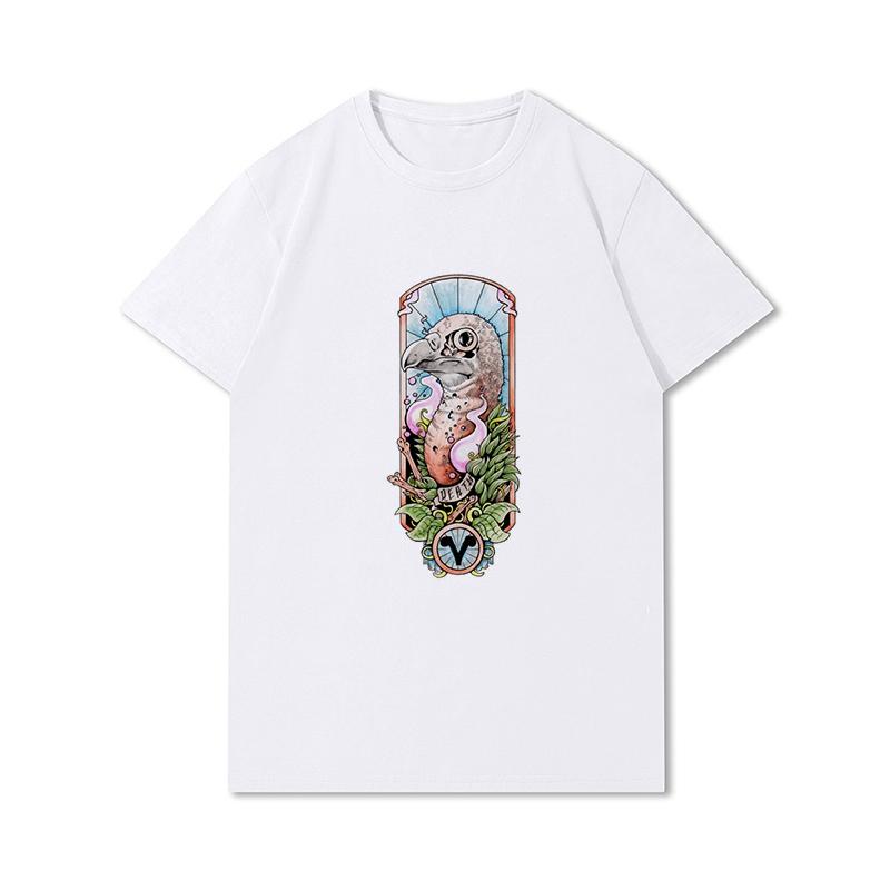 S-3XL 100 mønstre Sommerhvite T-skjorter for kvinner Trykt Uformelle korte ermer Topper O-hals T-skjorter