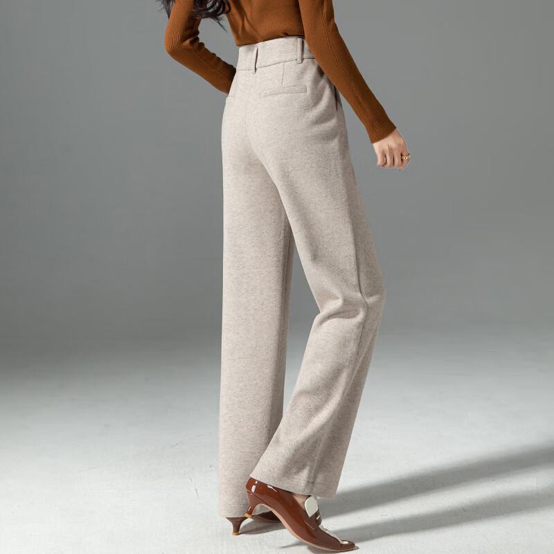 Fanzhen Women's High-Waist Wide-Leg Wool Blend Trousers