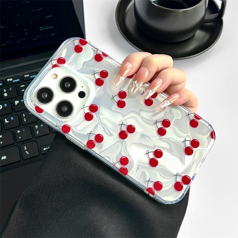 Celoplošný kryt na telefon Red Cherry pro Apple 11/12/13/14/15 Pro Max - Pevný kryt, INS styl s vlnkami