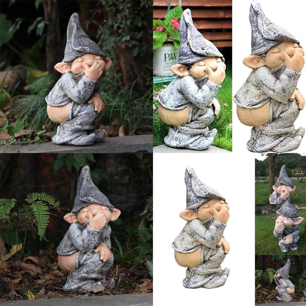 Freche Gartenzwerg-Statue Elf Figur Form Mit Humorvollem Kack-Design Für Hofdekoration