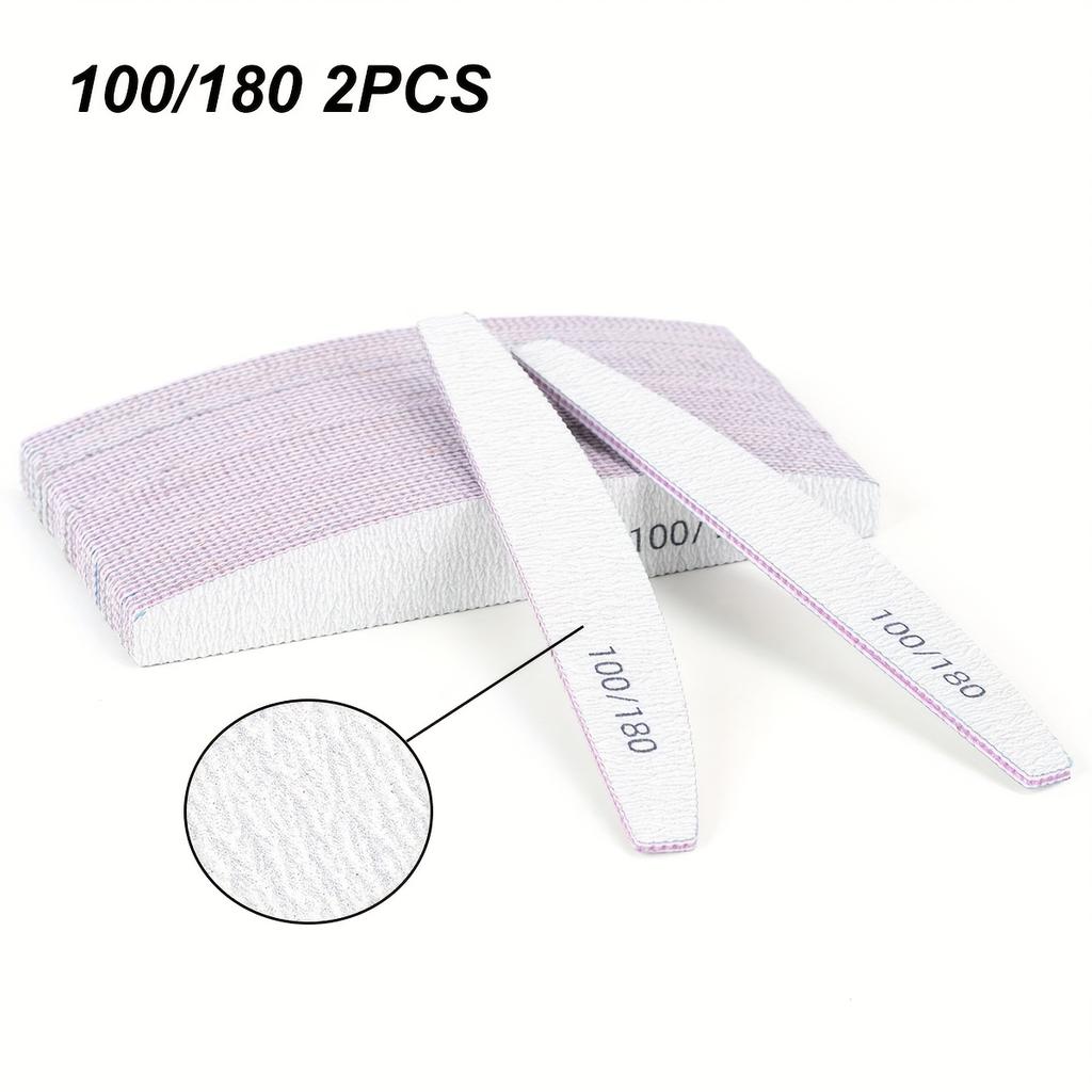Half Moon 1/2/5/10/25/50Pcs Professional Nail File Lima 100/180 Grit Professional Sandpaper Cuticle Remover Buffer Files Manicur