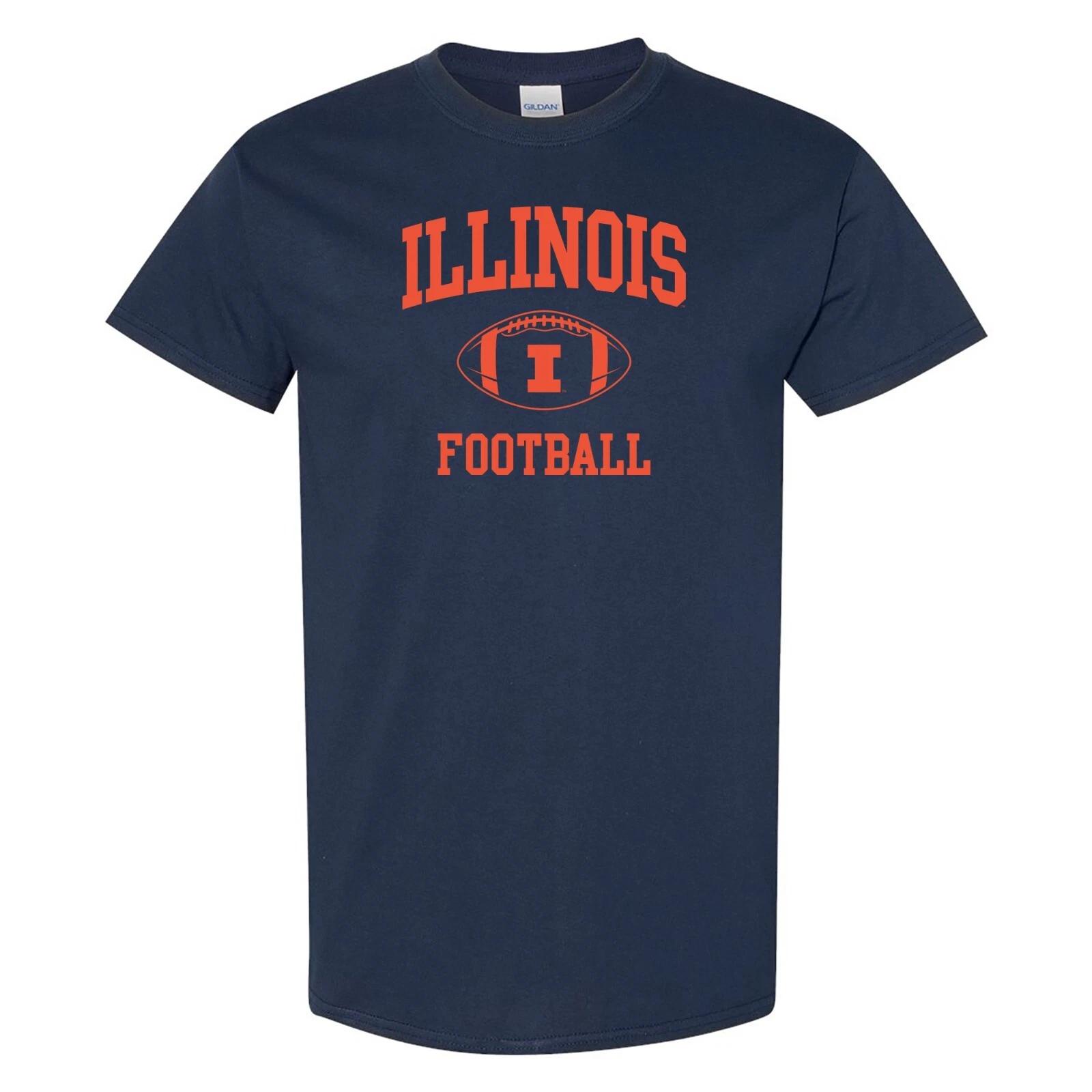 Illinois Fighting Illini Classic Football Arch - NCAA University T-Shirt - Navy XL