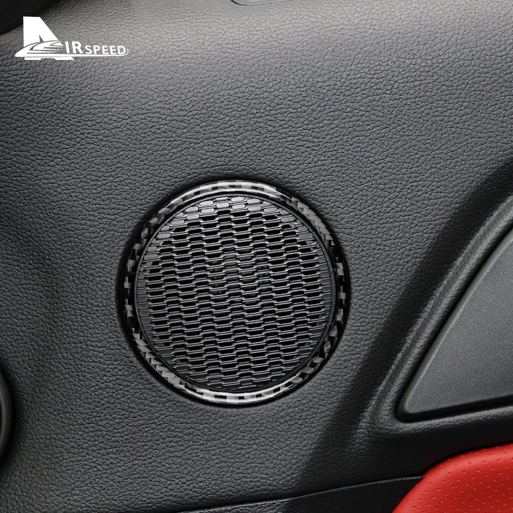 Real Soft Carbon Fiber Sticker For Mustang 2015 2016 2017 2018 2019 2020 2025 2025 2025 Car Door Audio Trim Ring Interior Trim