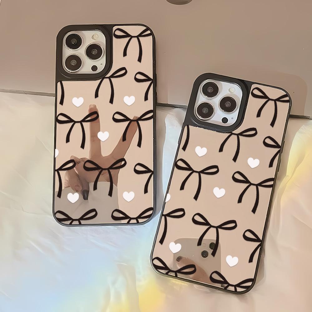 Spiegel Handyhülle für iPhone 15 11 13 14 für 15 16 Pro Max 12 13 16 Pro Wolke Blume und Tier Niedlicher Stil Handyhülle