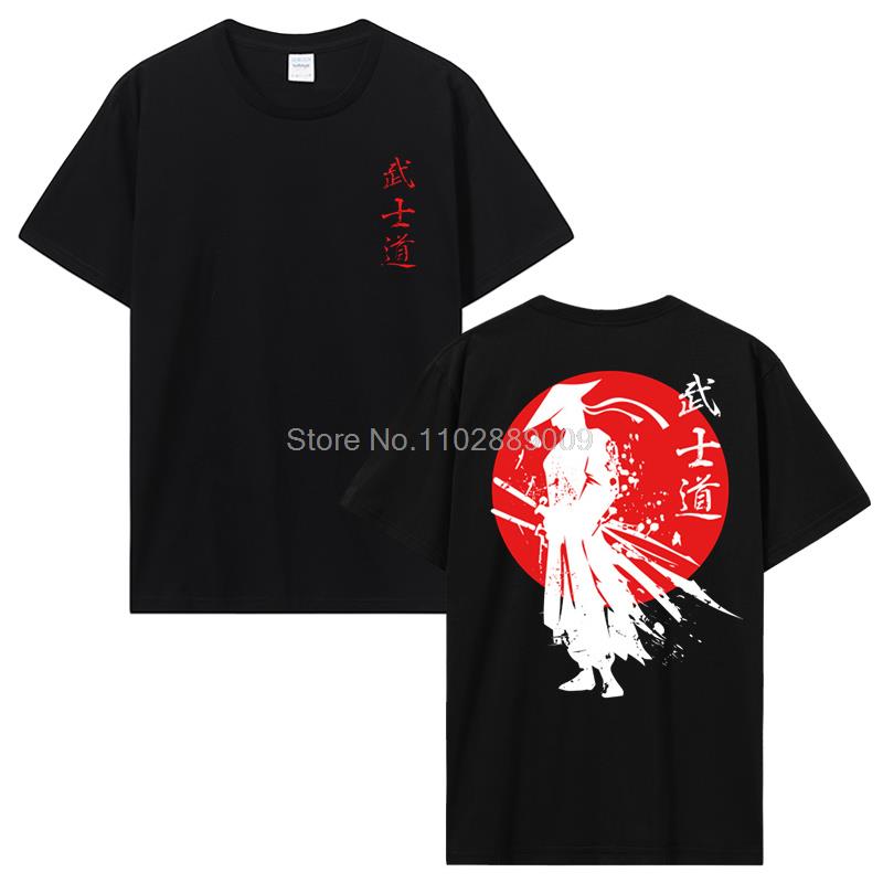 New Japan Samurai Spirit T Shirts Japanese Style Back Print Men Cotton Tshirt Anime T-shirt Bushido Male Gifts Tees Streetwear