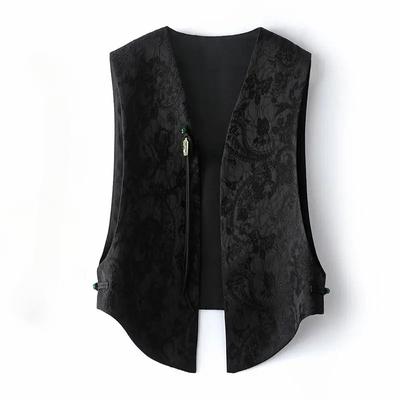 Vintage stila veste ar sprādzi un pavasarīgu elegantu ziedu dizainu — sieviešu augstākās klases tērpiem