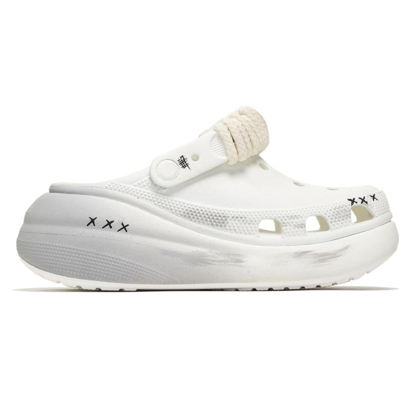Crocs Crush Clog Cream Heart Dust EVA Comfortable Campus Texture Trend Graffiti Casual Fashion Versatile Clogs Unisex Grey-White