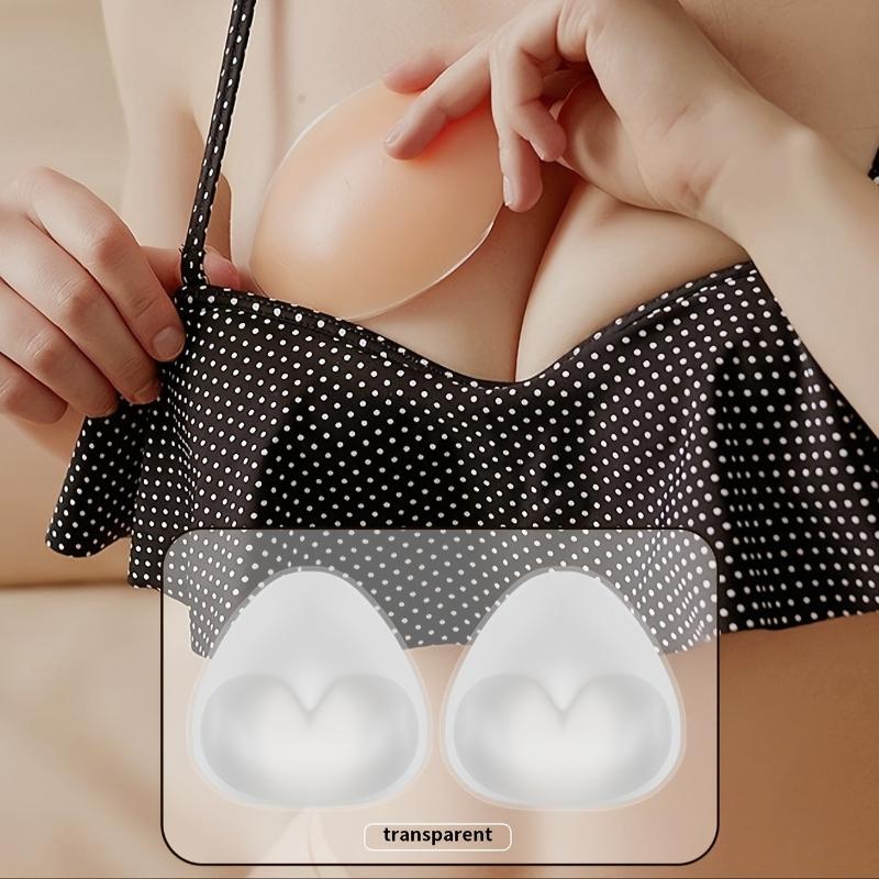 2Pcs Chest Sticky Bra For Bikini Thicken Sponge Bra Pads Breast Push Up Silicone Removeable Inserts Swimsuit Invisible Bra