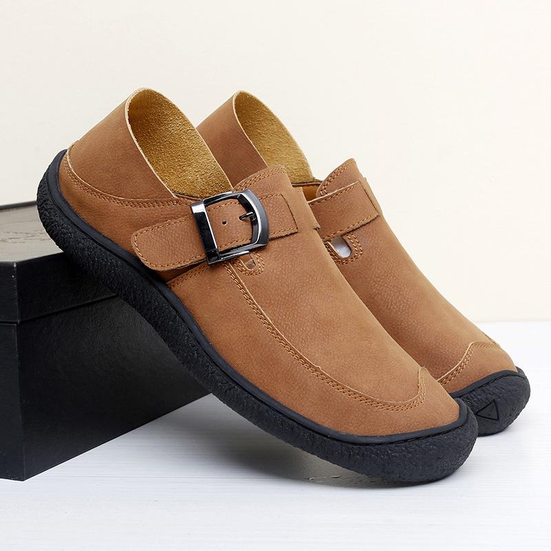 

2024 Douyin прямая трансляция хит продаж мужская обувь большого размера осень новинка для отдыха на открытом воздухе ленивые однопедальные туфли Doudou 38 светло-коричневого