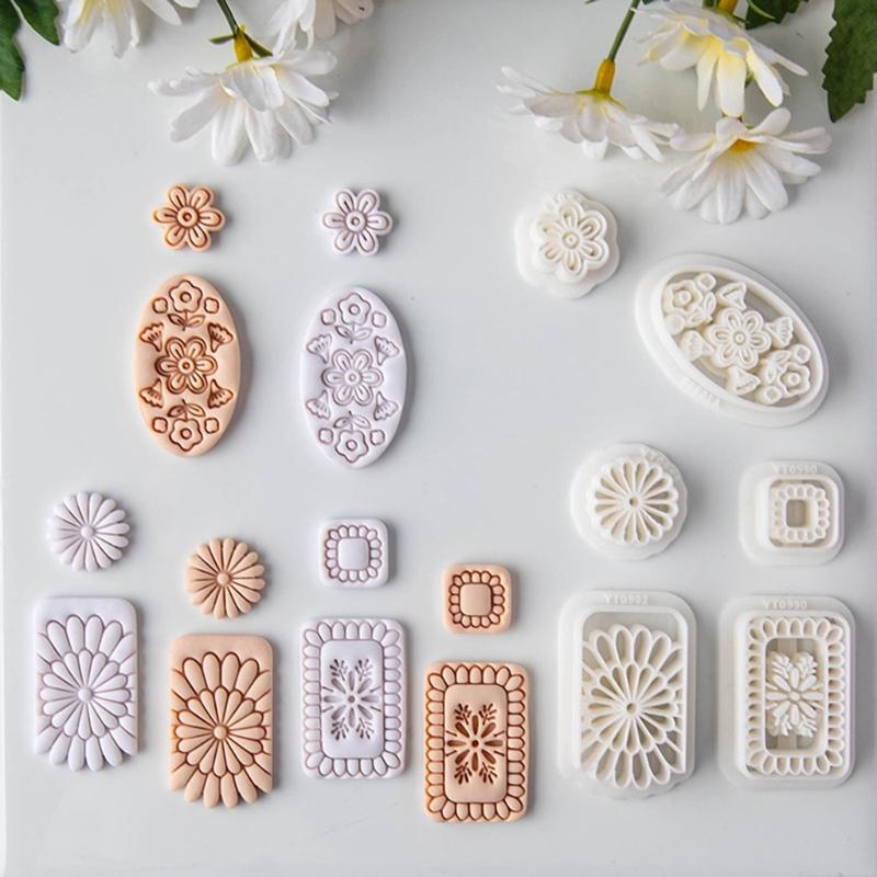 Cartoon Bohemian Flower Polymer Clay Earring Molds Lightweight Plastic Craft Tools For Kids Creative Projects