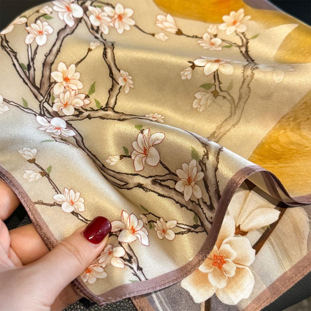 Nová luxusná značka 100% prírodný hodvábny štvorcový šál Dámska bandana Šatka na hlavu Šatky Štvorcový krk Foulard Šály femme schals bufanda