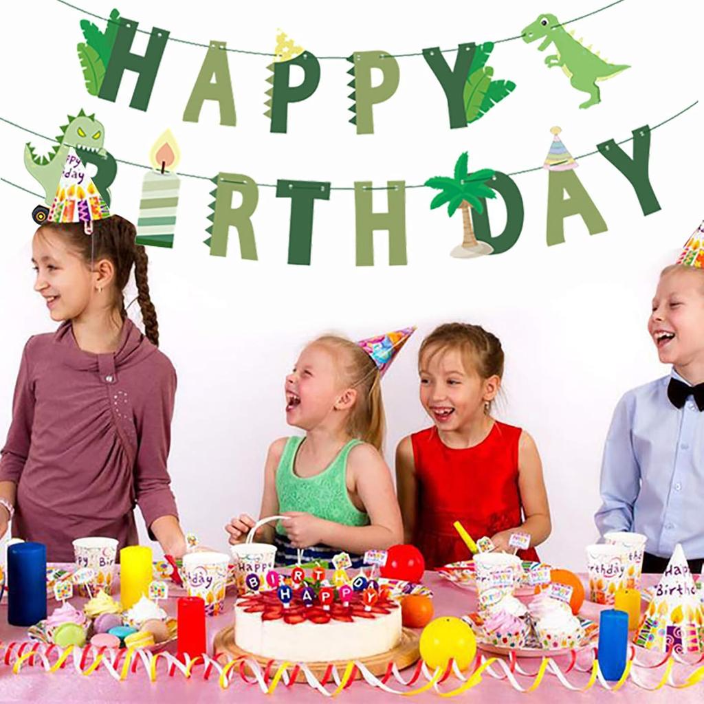 Dinosaur Birthday Banner - Dinosaur Happy Birthday Banner, Dinosaur Theme Birthday Party Decorations
