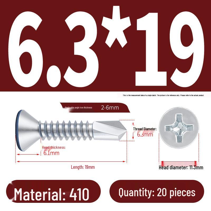 Phillips Flat Head Blue Zinc Plated Stainless Steel Self-Drilling & Self-Tapping Screws M3.9-M5.5