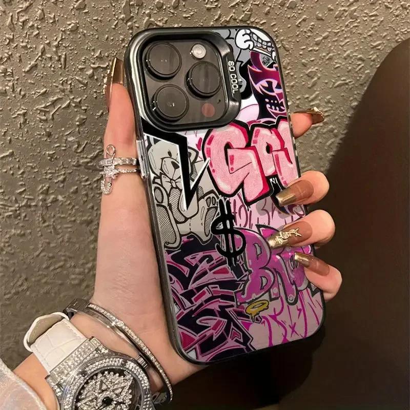 Pink Street Graffiti Hip Hop Pattern Design Protective Cover for iPhone 17 16 15 14 13 12 11 16E Series Pro Max Plus