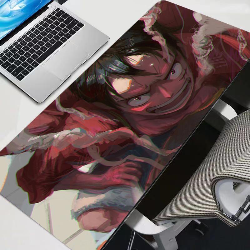Large Gaming Mouse Pad Anime One Piece Anime PC Computer Gamer Black Desk Mat For CS GO LOL XXL Laptop Kawaii Mousepad