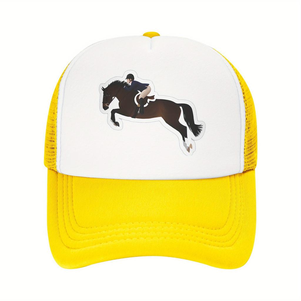 Equestrian Horse Jumping Hunter Jumper Sport Trucker Hat Breathable Mesh Baseball Cap Adjustable Outdoor Gift