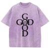 God Good Letter Print Women's Washed T-Shirt Oversized Crew Neck Short Sleeves Minimalist Fashion Simple Top Basic Tees