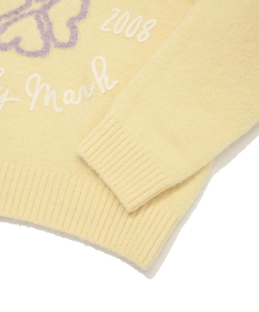 COVERNAT WOMAN Clover Heart Graphic Knit Light Yellow