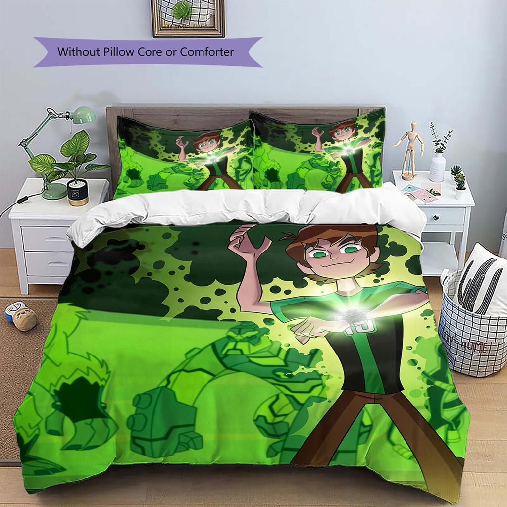 Ben 10  Pattern Bedding Quilt Set  Home Decoration  Gift (1 * duvet cover + 2 * pillowcase  without core)