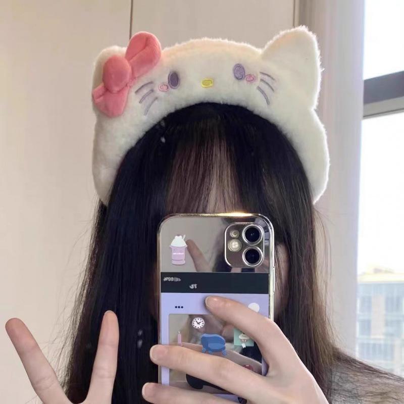 Super Cute Kitty Plush Headband, Thickened and Widened, Trendy Ins Style, Girly and Adorable Hair Accessory, Soft and Versatile