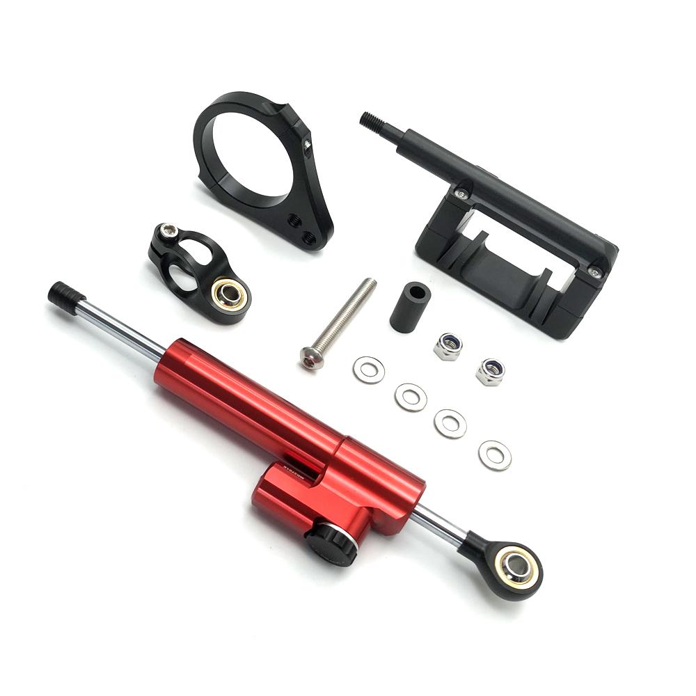 For Scooter Kukirin G2 Master Steering Damper Bracket CNC Carbon Fiber Stabilizer Steering Damper Adjustable Steering Damper Kit красный