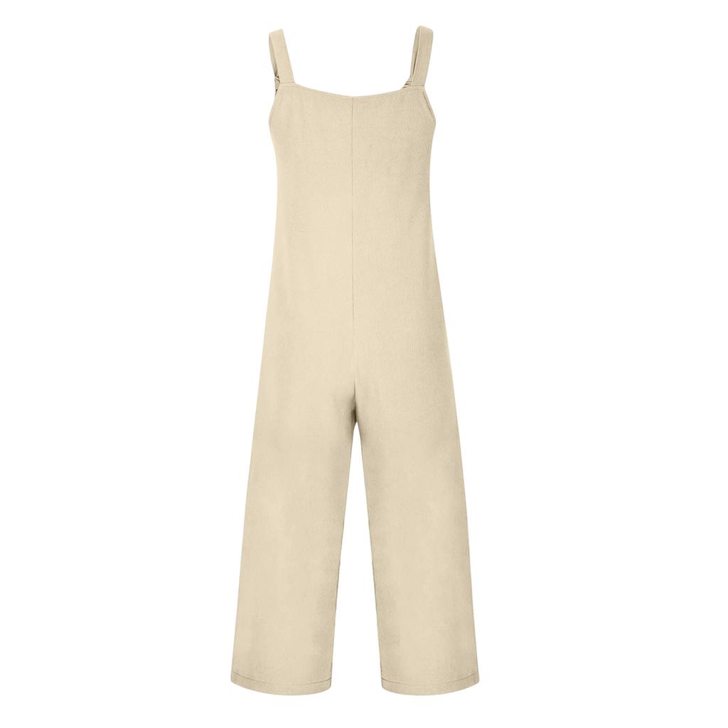 Tute primaverili da donna con spallino regolabile, colore vintage, senza maniche, pantaloni con tasche