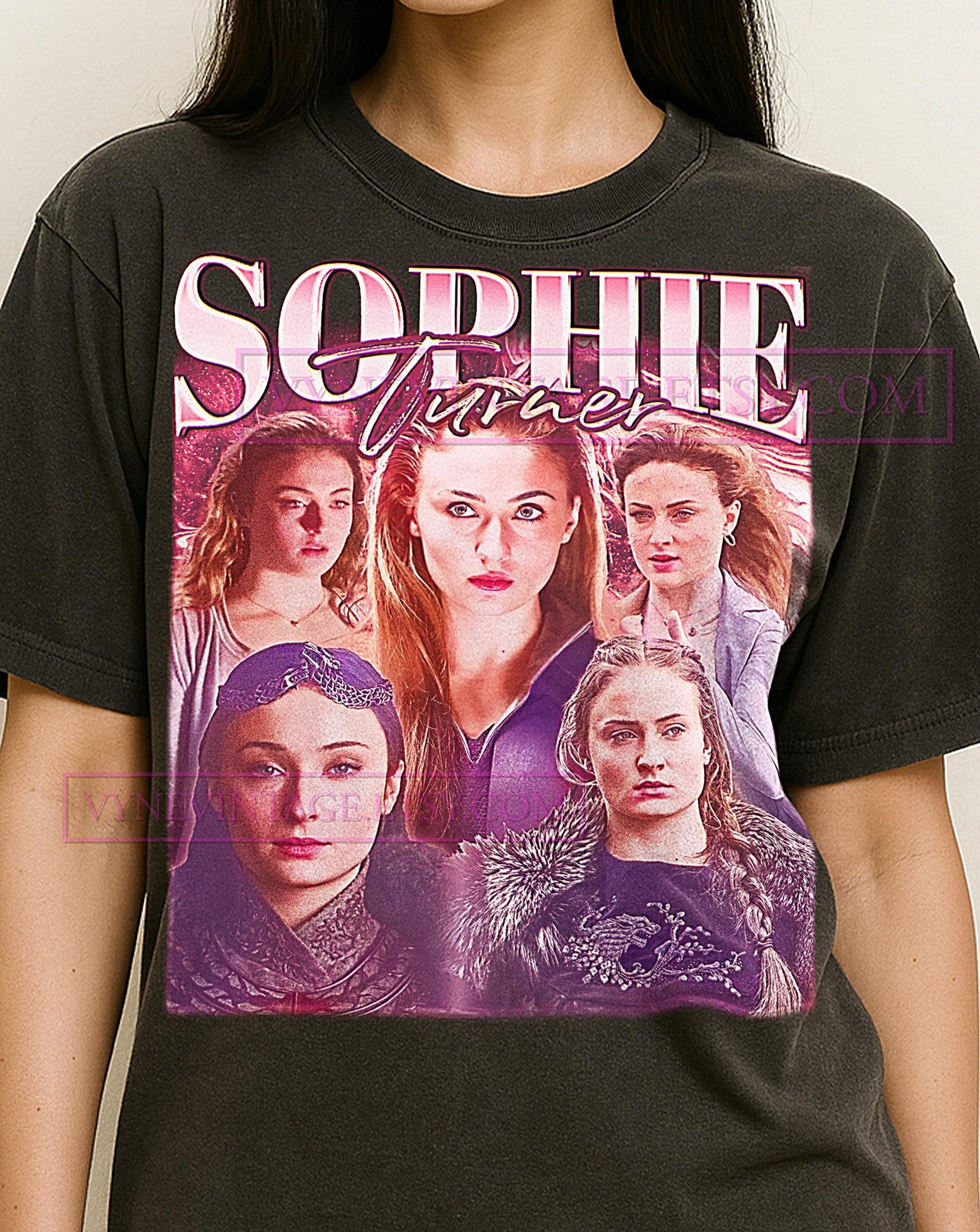 SOPHIE TURNER T-Shirt, Vintage Actress Star Fantasy Performer Tee, 90s Retro Throwback, Sophie Turner Sweater M