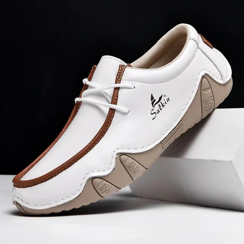 Quality Mens Casual Leather Shoes  Men Loafers  Couple Shoes Hard Wearing Male Flats Comfortable Soft  Para Hombre