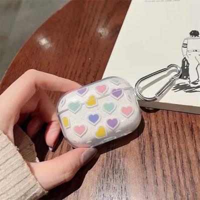 Pink Heart Flower Headphone Cover For AirPods Pro 2 1 Cover Wireless Earphones Protect Case For Airpods 3 2 1 Case With Keychain
