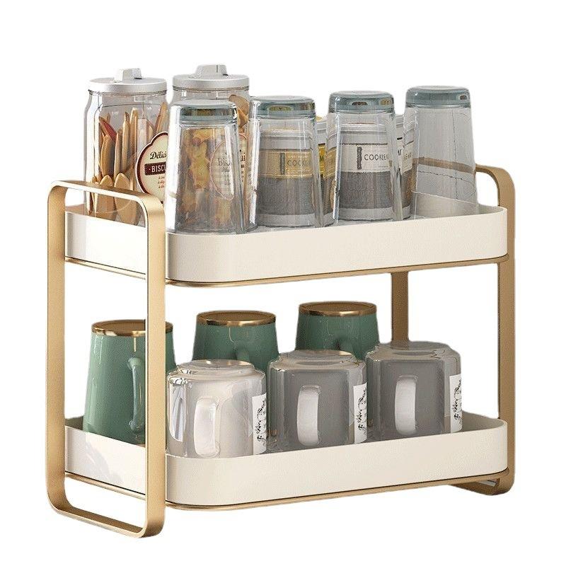3-Tier Cup Holder Wine Glasses Holder Cup Drying Rack with Drip Tray Multifunctional Standing Rack Tea Coffee Cup Drain Tray